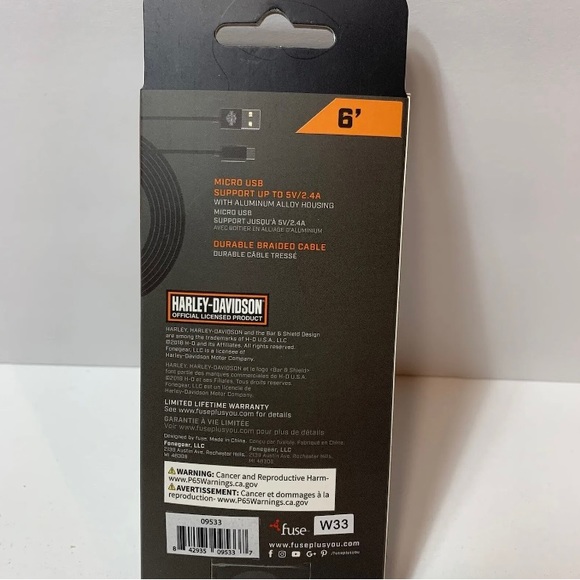 Harley Davidson Official Licensed Product 6’ Braided Micro USB Cable - Picture 2 of 5